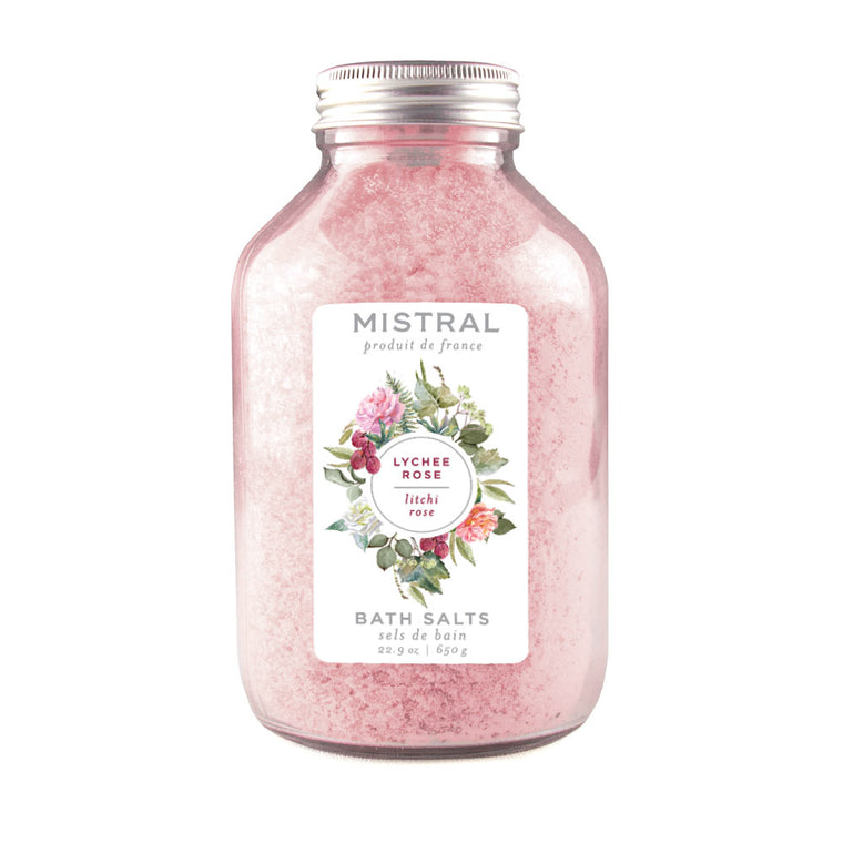 Lychee Rose Classic Bath Salts Glass Bottle