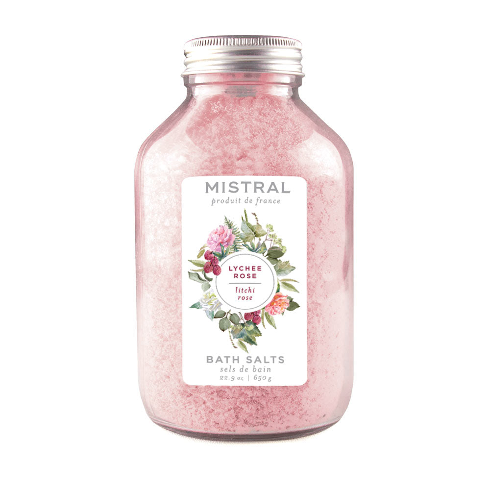 Lychee Rose Classic Bath Salts Glass Bottle